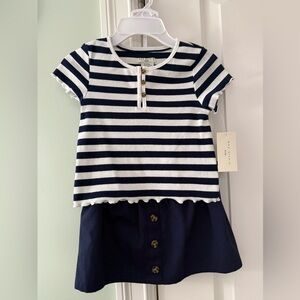 NWT-Max Studio Navy and White Striped Kids Tee
